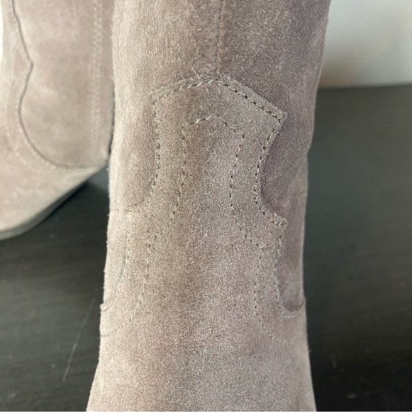 LUCKY BRAND Taupe Suede Side Zipper Western Booties - Picture 8 of 15